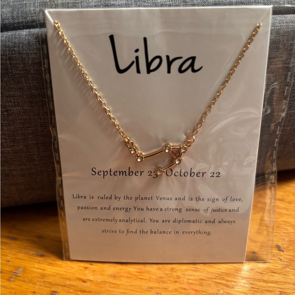 Gold Libra Zodiac Necklace